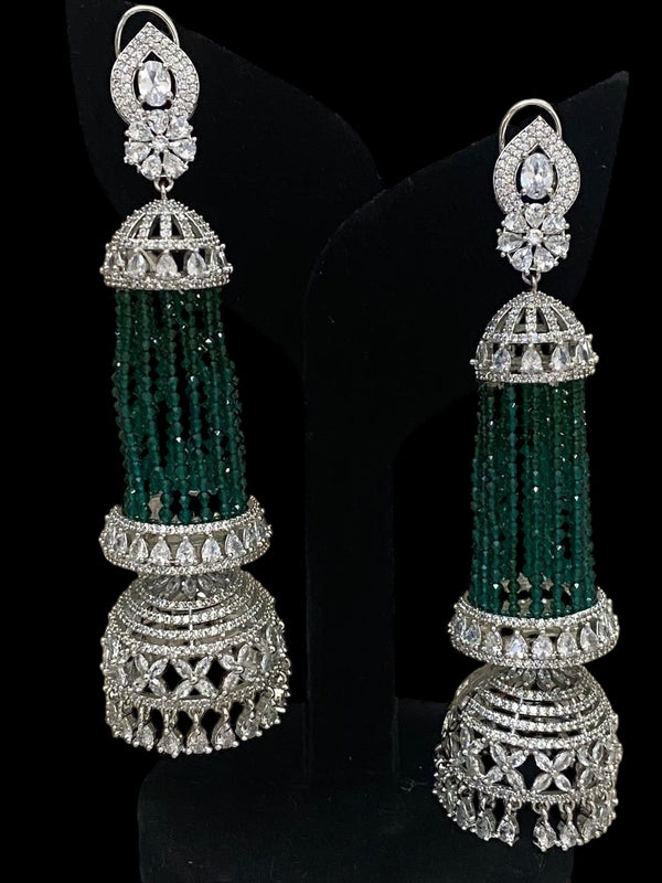 Emerald tassel earrings