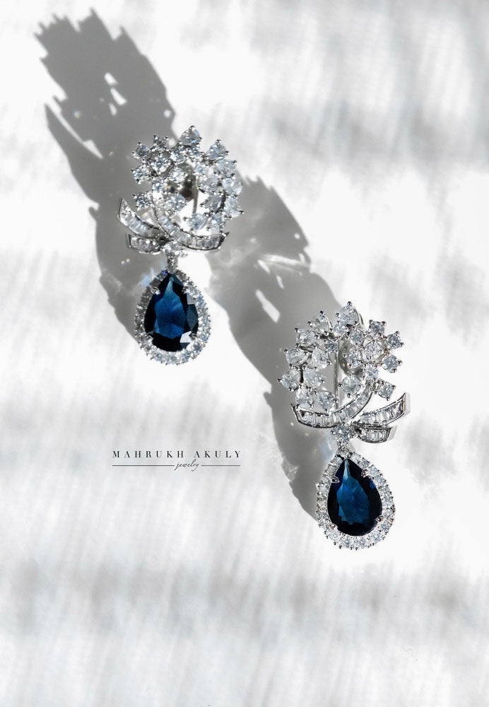 Zirconia gemstone drop earrings