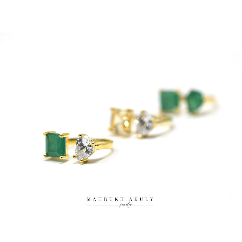 Gemstone double ring