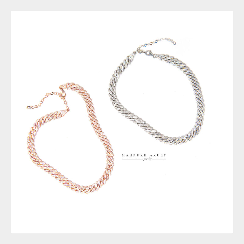 Pave zirconia Cuban link necklace