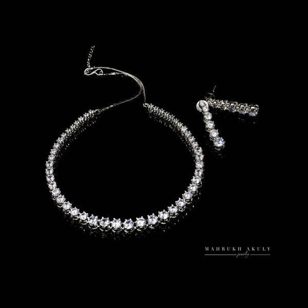 Zirconia tennis necklace set