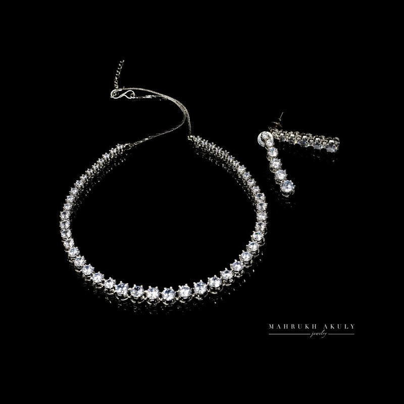 Zirconia tennis necklace set
