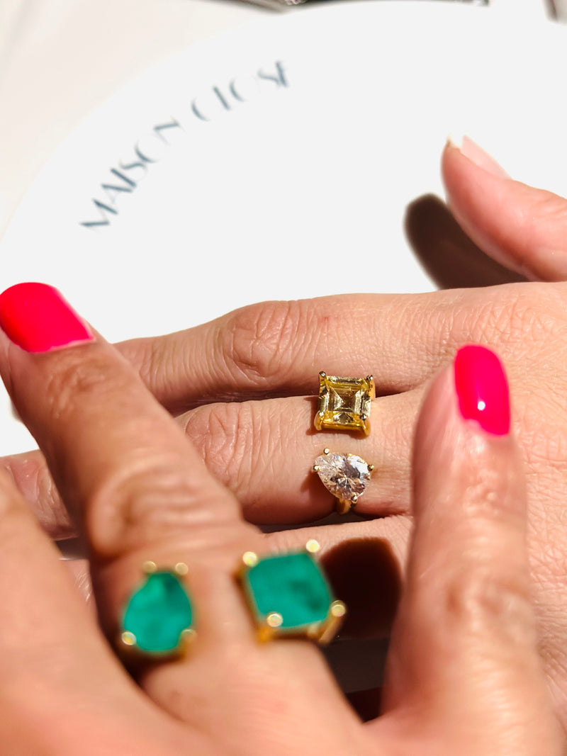 Gemstone double ring