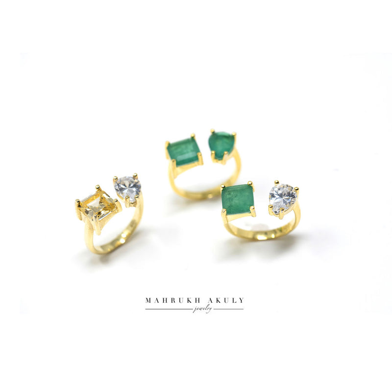 Gemstone double ring