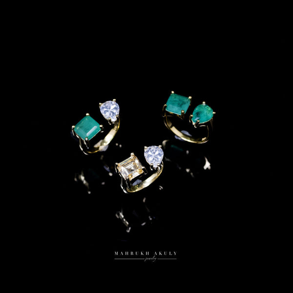 Gemstone double ring