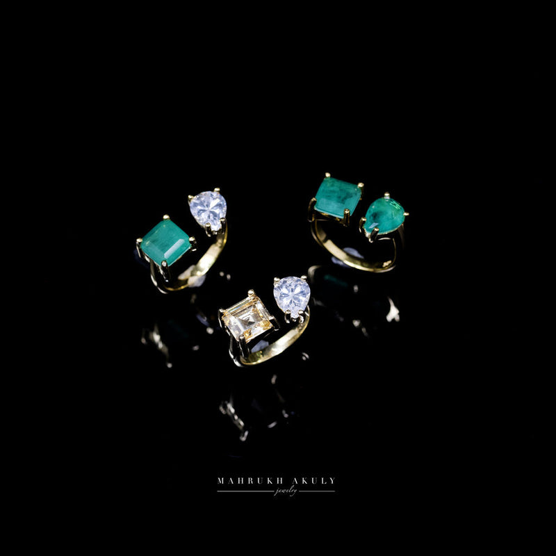 Gemstone double ring