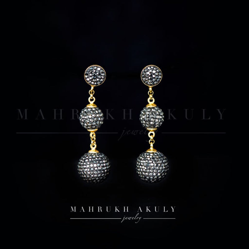 Grey Swarovski ball earrings